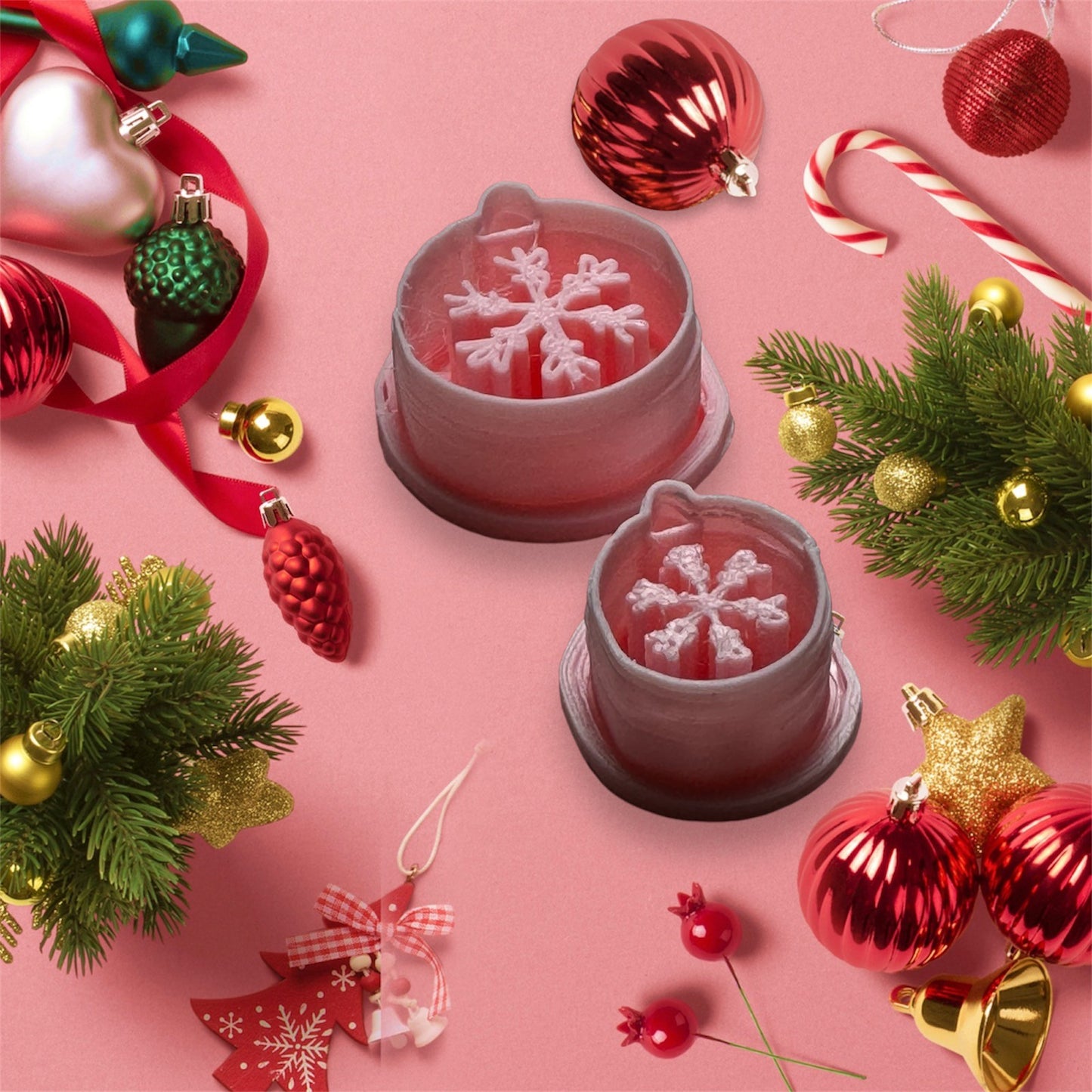 cortador, molde para arcilla polimérica Bola con Floco de nieve - M035